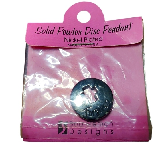 Bob Siemon Designs Solid Pewter Disc Pendant Forgiven - Picture 1 of 3